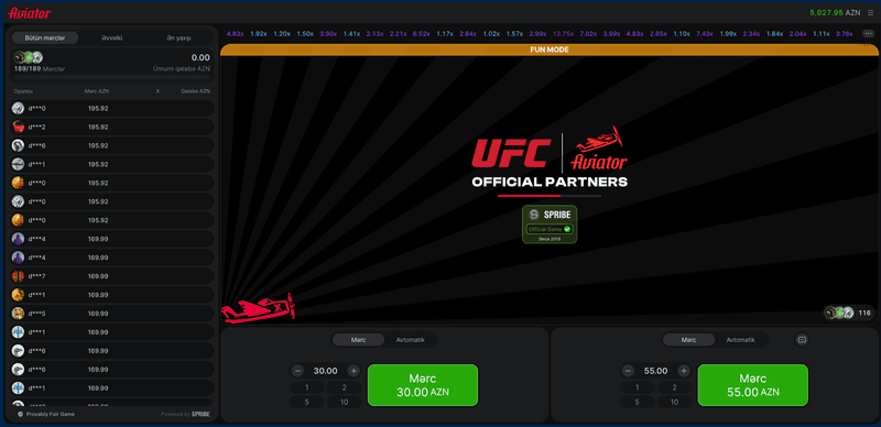 Oyun başlamazdan əvvəl Aviator-a mərc edin (Mostbet-də oyunun ekran görüntüləri)